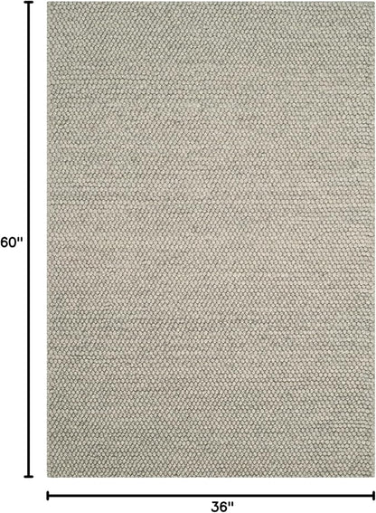 SAFAVIEH Area Rug 3x5 - Natura Collection - Silver, Handmade Wool Blend, Textured Design, Ideal for Living Room, Bedroom, Dining Space (NAT620C)