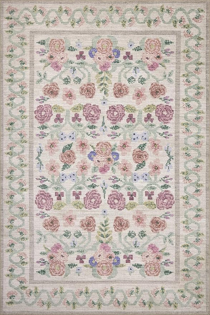 Loloi Rifle Paper Co. Rosa Collection RSA-01 Ivory 2'-6" x 7'-6" Runner Rug