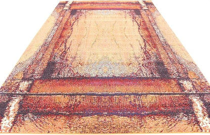 Unique Loom Estrella Collection Rustic, Distressed, Modern, Abstract Area Rug (7' 0 x 10' 0 Rectangular, Orange/Black)