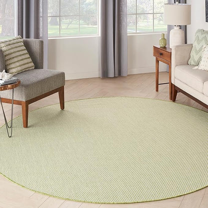 Nourison Home Courtyard Ivory Green 8' x Round Area Rug - Easy Clean, Non Shedding, Bed Room, Living Room, Dining Room, Kitchen (8' x Round)