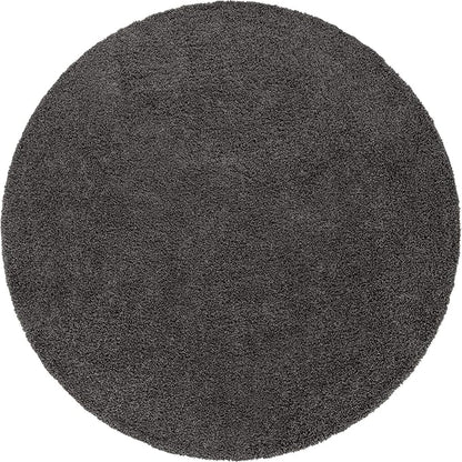 Unique Loom Solid Shag Collection Area Rug (10' 2" Round, Graphite Gray)