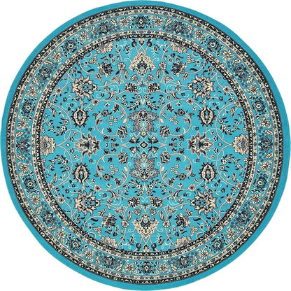 Unique Loom Sialk Hill Collection Area Rug - Washington (8' Round Turquoise/Black)