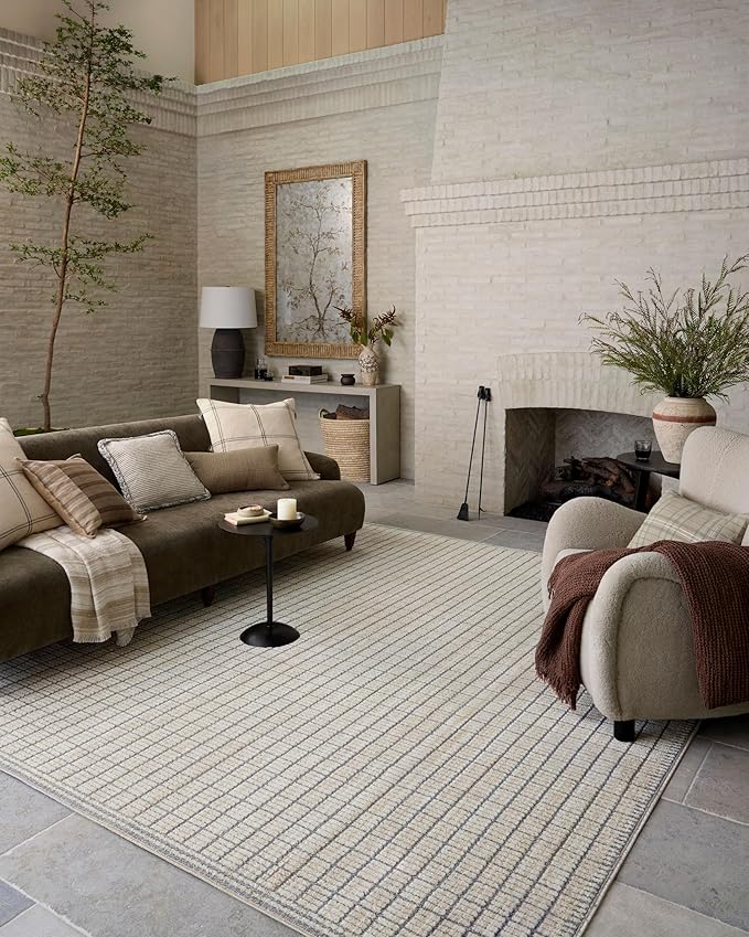 Loloi Amber Lewis Bexley Collection BEX-04 Slate/Natural 11'-6" x 15' Area Rug Neutral, Textured, Living, Bedroom, Dining, Carpet
