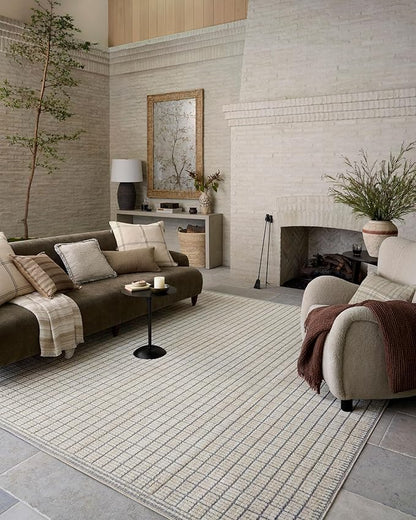 Loloi Amber Lewis Bexley Collection BEX-04 Slate/Natural 7'-10" x 10' Area Rug Neutral, Textured, Living, Bedroom, Dining, Carpet