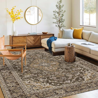 Washable Area Rug 6x9 | Non Slip Area Rug for Living Room, Bedrooms, Dining Room | Ultra-Soft Flannel Carpet Area with Rubber Backing (Dark Sage, 6x9)