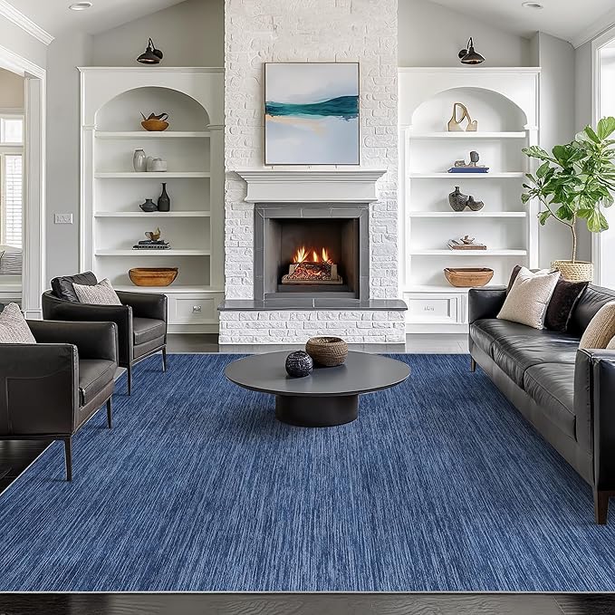 Valenrug Washable Rugs 6x9 - Non Slip 6x9 Area Rugs for Living Room, Stain Resistant Area Rugs for Bedroom, Foldable Machine Washable Area Rug(6'x9', Navy)