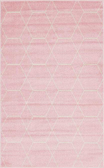 Unique Loom Trellis Frieze Collection Area Rug - Geometric (5' 1" x 8', Light Pink/ Ivory)