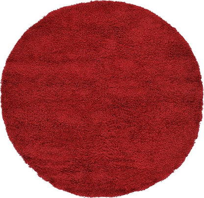 Unique Loom Solid Shag Collection Area Rug (6' 1" Round, Cherry Red)
