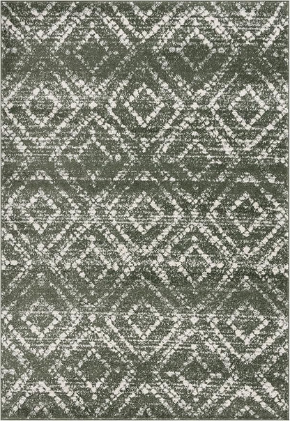 SAFAVIEH Adirondack Collection Area Rug - 4' x 6', Dark Green & Ivory, Geometric Design, Non-Shedding & Easy Care, Ideal for High Traffic Areas in Living Room, Bedroom, Dining (ADR131E-4)