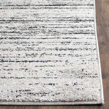 SAFAVIEH Adirondack Collection Area Rug - 8' Square, Silver & Black, Modern Ombre Design, Non Shedding & Easy to Clean, Ideal for Living Room, Bedroom, Office, Dining Space (ADR113A)