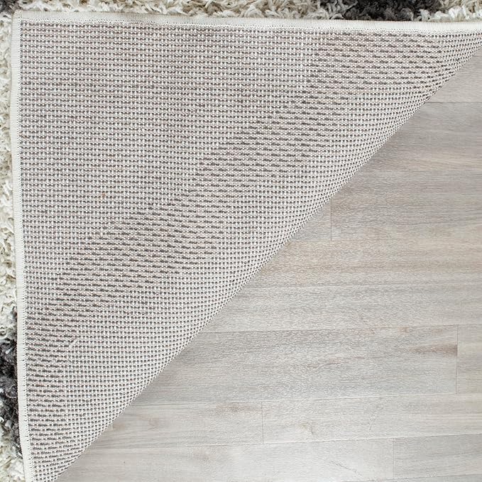 SAFAVIEH Dallas Shag Collection Runner Rug - 2'3" x 12', Ivory & Dark Grey, Trellis Design, Non-Shedding & Easy Care, 1.5-inch Thick Ideal for High Traffic Areas in Living Room, Bedroom (SGD257H)
