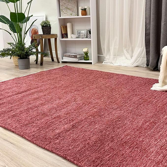 Alfa Rich 3x5 Dark Pink Washable Area Rugs for Living Room Bedroom Kitchen Girls Cotton Decor Runner