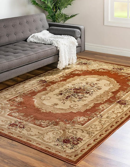 Rugs.com Chateau Collection Rug – 9' x 12' Brick Red Medium Rug Perfect for Living Rooms, Large Dining Rooms, Open Floorplans