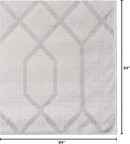Unique Loom Marilyn Monroe Glam Collection Area Rug - Trellis (7' 10" Square, White Silver/ Silver)