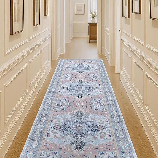 Washable Area Rug. Modern Farmhouse. Vintage. Turkish. Bohemian. Distressed. Oriental. Traditional. Rugs for Living Room. Dining. Bedroom. Office. Entryway. Foyer. (861NT, 2'5" x 4'9")