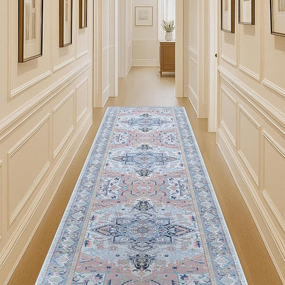 Washable Area Rug. Modern Farmhouse. Vintage. Turkish. Bohemian. Distressed. Oriental. Traditional. Rugs for Living Room. Dining. Bedroom. Office. Entryway. Foyer. (861NT, 2'5" x 13')