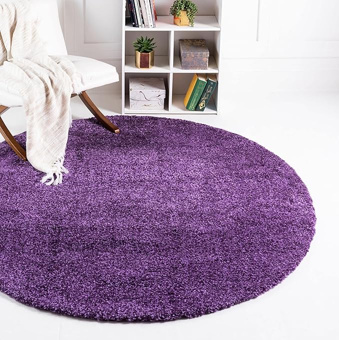 Unique Loom Solo Collection Area Rug - Calabasas (6' 1" Round, Violet)