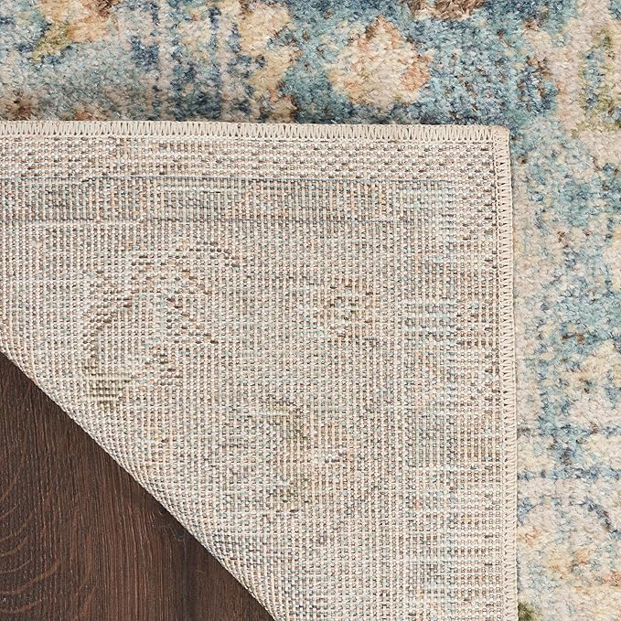 Nourison Home Astra Machine Washable Beige Blue 4' x 6' Area Rug - Easy Clean, Non Shedding, Bed Room, Living Room, Dining Room, Kitchen (4' x 6')