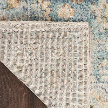 Nourison Home Astra Machine Washable Beige Blue 6'7" x 9' Area Rug - Easy Clean, Non Shedding, Bed Room, Living Room, Dining Room, Kitchen (7' x 9')