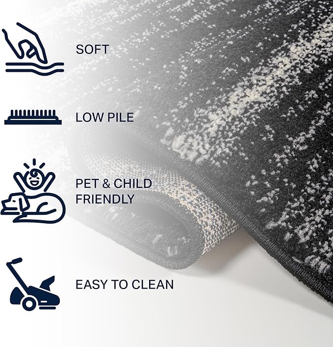JONATHAN Y Williamsburg Minimalist Stripe Black/Cream Runner Rug, 2x8, Contemporary, Modern, Easy-Cleaning for Living Room, Bedroom, Kitchen, Pet Friendly, Non-Shedding (MOH201F-28)