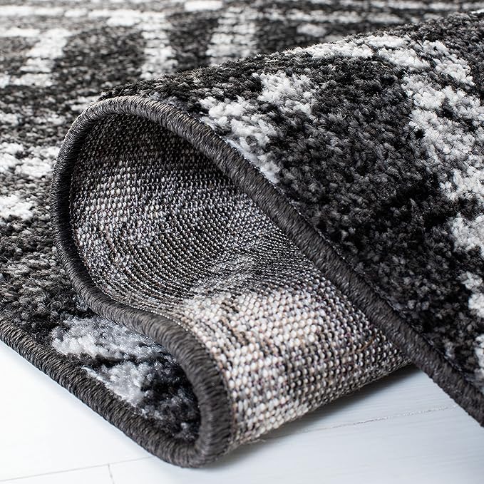 SAFAVIEH Adirondack Collection Runner Rug - 2'6" x 6', Black & Ivory, Modern Diamond Distressed Design, Non-Shedding & Easy Care, Ideal for High Traffic Areas in Living Room, Bedroom (ADR131A)