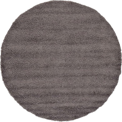 Unique Loom Solid Shag Collection Area Rug (8' Round Graphite Gray)