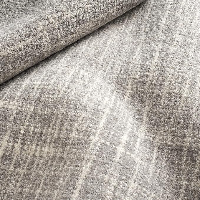 Dash & Albert Crosshatch Dove Grey Hand Micro Hooked Wool Rug, 8.5 X 11.5 Feet, Grey Solid Pattern