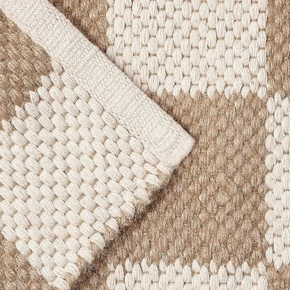 REDEARTH · Jute Cotton Area Rug, Sustainable Handwoven, Non-Shedding, Soft & Durable – Reversible, Neutral Tones for Home Décor in Living Room, Dining Room, Bedroom (Gridstone Natural, 2'x3')