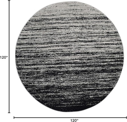 SAFAVIEH Adirondack Collection Area Rug - 10' Round, Silver & Black, Modern Ombre Design, Non Shedding & Easy to Clean, Ideal for Living Room, Bedroom, Office, Dining Space (ADR113A)