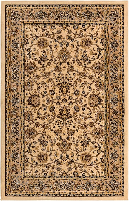 Rugs.com Yasmin Collection Rug – 5' x 8' Ivory Medium Rug Perfect for Bedrooms, Dining Rooms, Living Rooms
