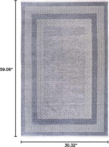 Alfa Rich 3x5 Light Blue Washable Area Rugs for Living Room Bedroom Kitchen Cotton Decor Runner Rug