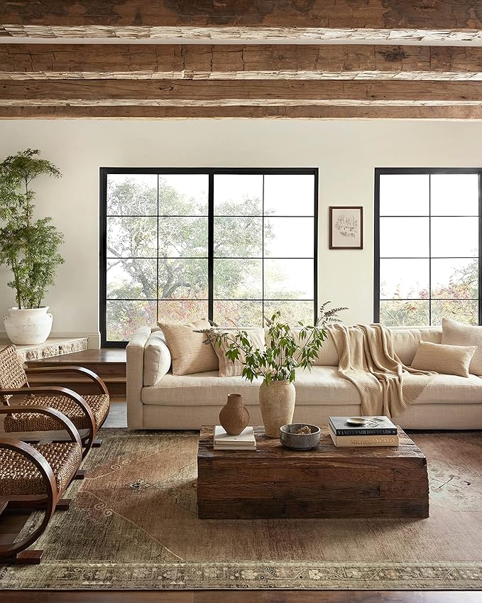 Loloi Magnolia Home by Joanna Gaines Sinclair Collection SIN-06 Clay/Tobacco 3'-6" x 5'-6", .25" Pile Height, Machine Washable, Accent Rug