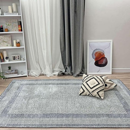 Alfa Rich 3x5 Light Gray Washable Area Rugs for Living Room Bedroom Kitchen Cotton Decor Runner Rug