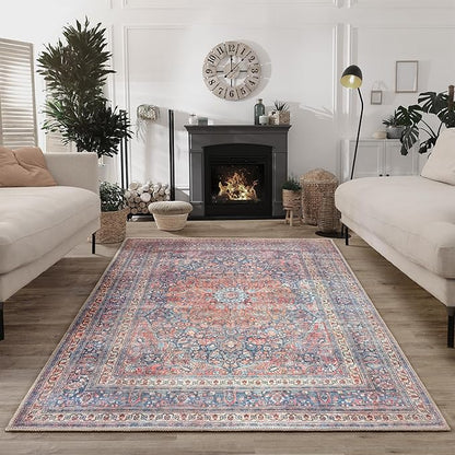 Bloom Rugs Washable Non-Slip 8' x 10' Rug - Multicolor Traditional Medallion Area Rug for Living Room, Bedroom, Dining Room, and Kitchen - Exact Size: 8' x 10'