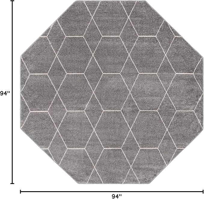 Unique Loom Trellis Frieze Collection Area Rug - Geometric (7' 10" Octagon, Light Gray/ Ivory)