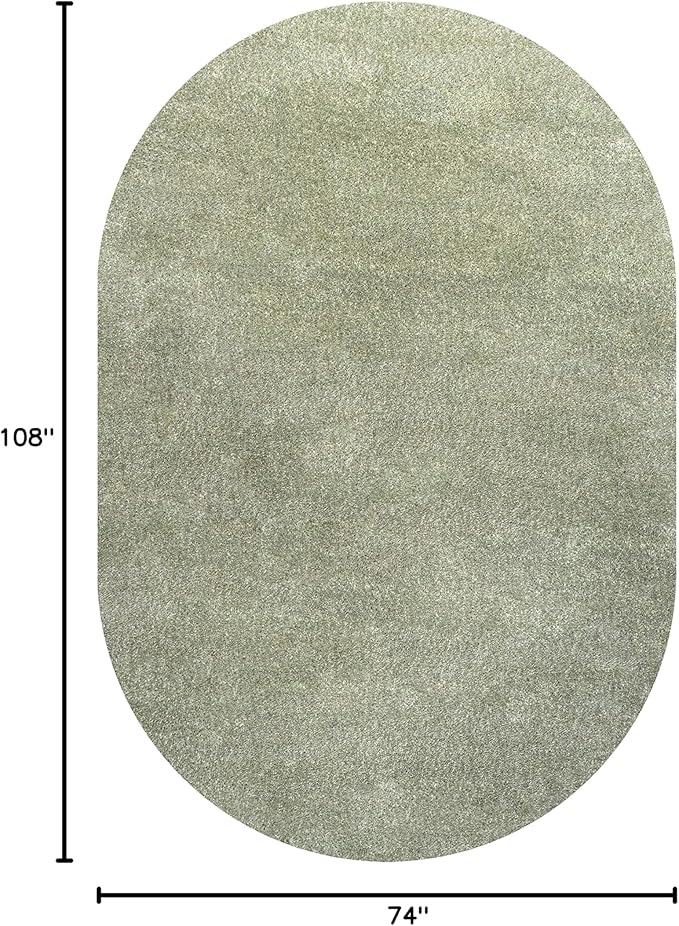 Eyely UES100O-6OV Supersoft Haze Solid Low-Pile Indoor Area Rug, Coastal, Bohemian, Minimalist, Classic, Casual for Bedroom,Kitchen,Living Room,Non Shedding,Easy-Washing, Green, 6 X 9 Oval