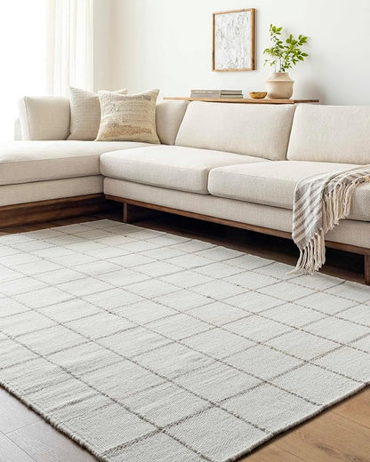 Mark&Day Wool Rugs, 2x3 Ishaq Cottage Off-White Area Rug, White Silver Carpet for Living Room, Bedroom or Kitchen (2' x 3')