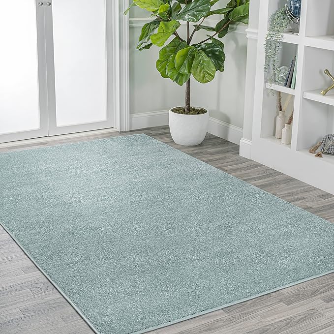 Eyely UES100S-4 Supersoft Haze Solid Low-Pile Indoor Area Rug Casual;Contemporary;Solid;Traditional, Bedroom, Kitchen, Living Room, Easy-Cleaning, Non-Shedding, 4 X 6, Light Blue