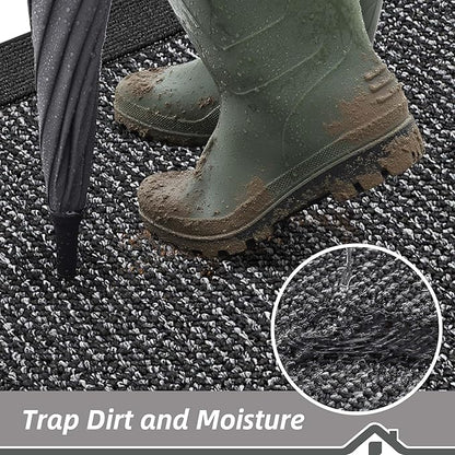BEQHAUSE Indoor Door Mat 24" x 60", Dirt Trapper Door Mats Non-Slip Entryway Rugs Washable, Resist Dirt Absorbent Welcome Mat, Low Profile Floor Mats for Front Back Door and Entryway, Charcoal