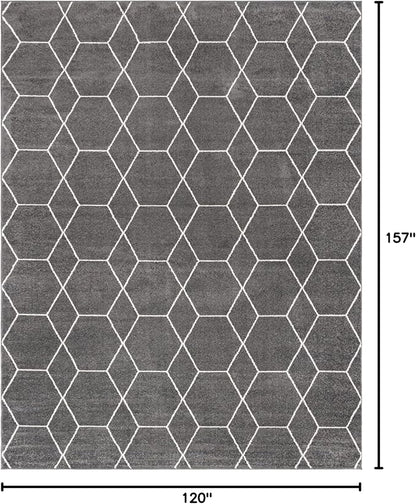 Unique Loom Trellis Frieze Collection Area Rug - Geometric (10' x 13', Dark Gray/ Ivory)