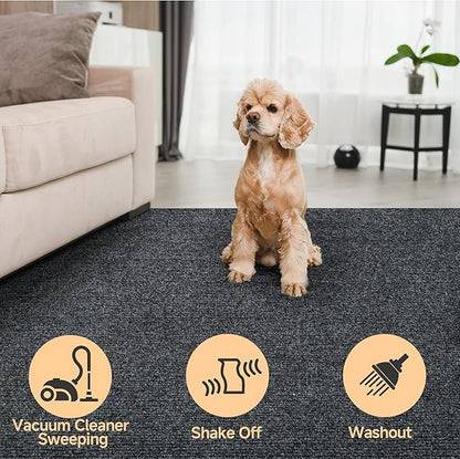 jxgzyy Heavy Duty Runner Rugs 2'11 x 9'10'', Non Slip Entrance Doormat, 0.25” Thickness Indoor Outdoor Carpet Runner with Rubber Backing, Waterproof Floor Mat for Hallway Laundry Patio, Grey