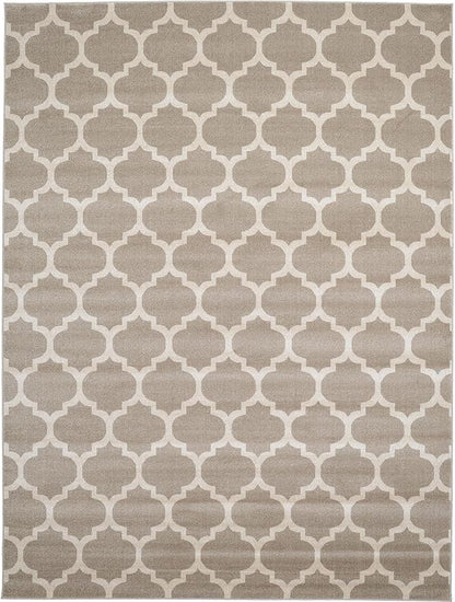 Rugs.com Lattice Collection Rug – 9' x 12' Light Brown Medium Rug Perfect for Living Rooms, Large Dining Rooms, Open Floorplans