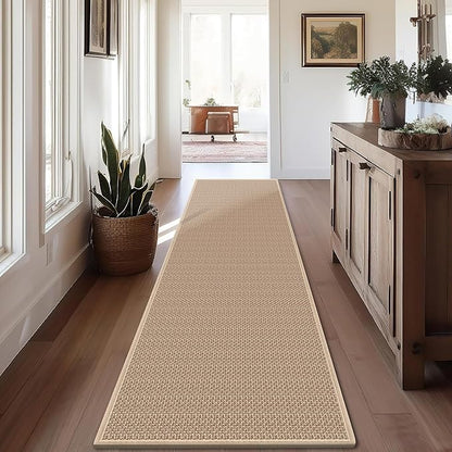 Rubber Runner Rug for Hallways Non Slip, Low Pile Long Laundry Room Mat Hall Jute Rug Runner Carpet Non Skid