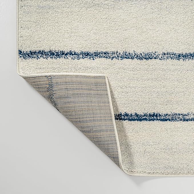 JONATHAN Y Williamsburg Minimalist Stripe Cream/Navy Indoor Area Rug, 4x6, Contemporary, Modern, Easy-Cleaning for Living Room, Bedroom, Kitchen, Pet Friendly, Non-Shedding (MOH201E-4)