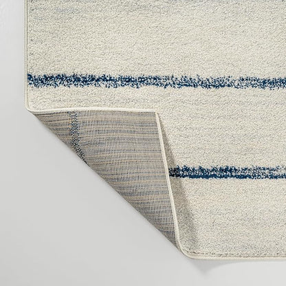 JONATHAN Y Williamsburg Minimalist Stripe Cream/Navy Indoor Area Rug, 4x6, Contemporary, Modern, Easy-Cleaning for Living Room, Bedroom, Kitchen, Pet Friendly, Non-Shedding (MOH201E-4)