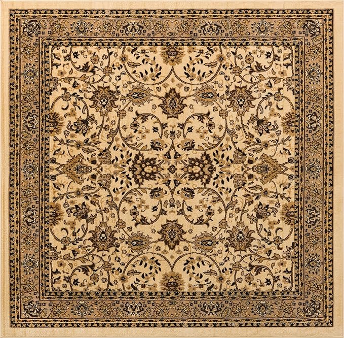Unique Loom Sialk Hill Collection Area Rug - Washington (8' Square Ivory/Black)