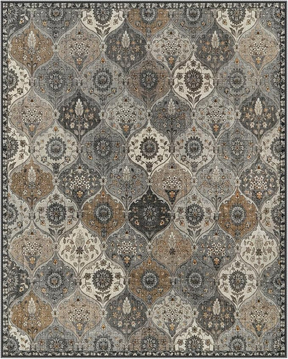 Lahome Moroccan 8x10 Area Rugs for Living Room, Washable Rugs 8x10 Ultra-Thin Oriental Non-Slip Non Shedding Accent Carpet for Bedroom Dining Room Office Nursery, Grey