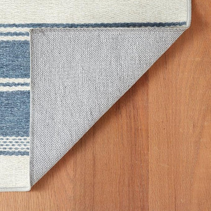 Dash & Albert Bowman Stripe Blue Machine Washable Rug, 3 X 5 Feet, Blue Stripe Pattern