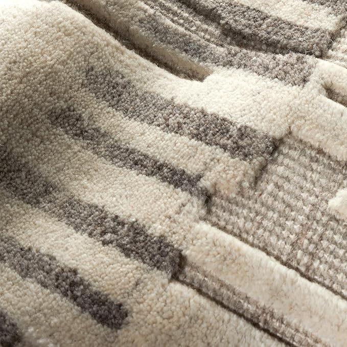 Dash & Albert Hicks Natural Hand Knotted Wool Rug, Runner-2.5 X 8 Feet, Ivory Geometric Pattern - Premium Luxury Hotel Quality Soft Breathable Hypoallergenic Machine Washable Easy Care All Season