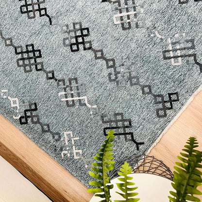 Alfa Rich 3x5 Bluish Gray Washable Area Rugs for Living Room Bedroom Kitchen Decor Cotton Runner